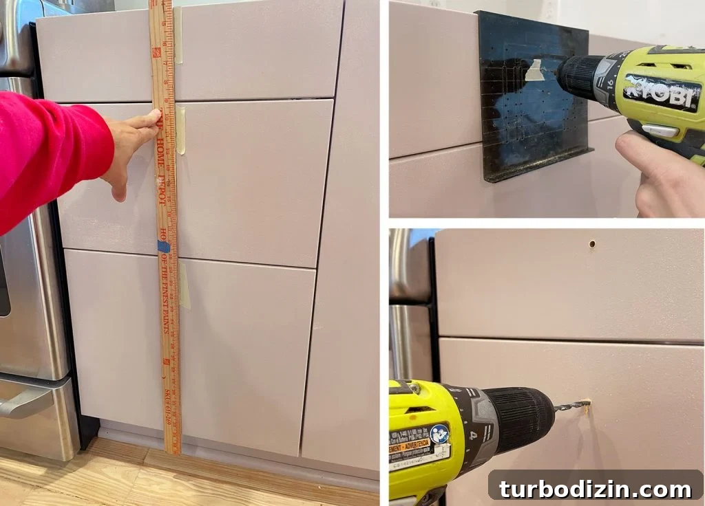 How to Paint IKEA Kitchen Cabinets Like a Pro 15 Drilling Holes For Drawer Knobs On Painted Ikea Kitchen Cabinets