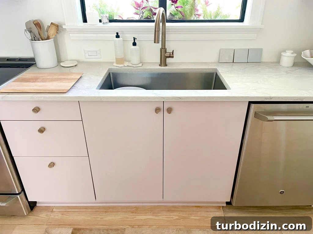 How to Paint IKEA Kitchen Cabinets Like a Pro 16 Painted Ikea Kitchen Cabinets Finished Under Sink