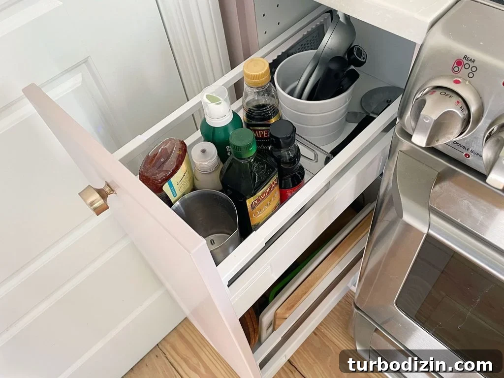How to Paint IKEA Kitchen Cabinets Like a Pro 5 Larger Slide Out Ikea Drawer With Cooking Oils