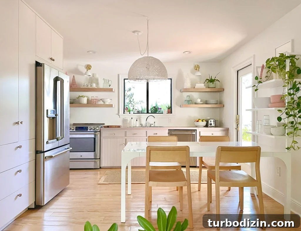 How to Paint IKEA Kitchen Cabinets Like a Pro 6 Small Kitchen With White And Mauve Cabinets With Plants