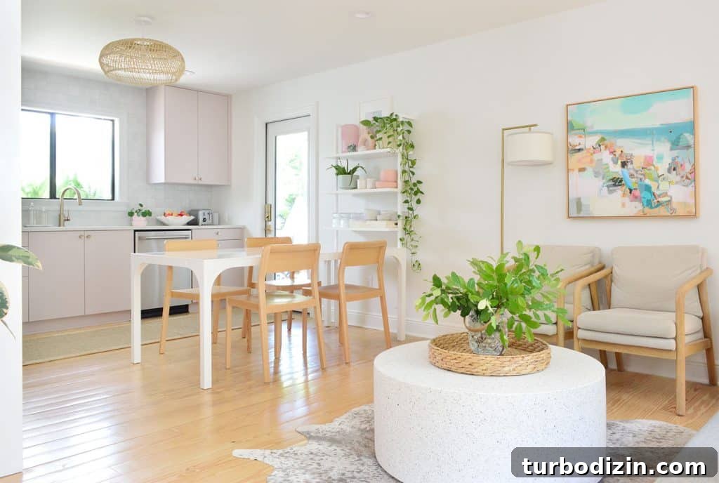 Ikea Kitchen Makeover: Smart Renovation Ideas for Small Spaces 17 Seating Area With Round Coffee Table Next To Mauve Ikea Kitchen