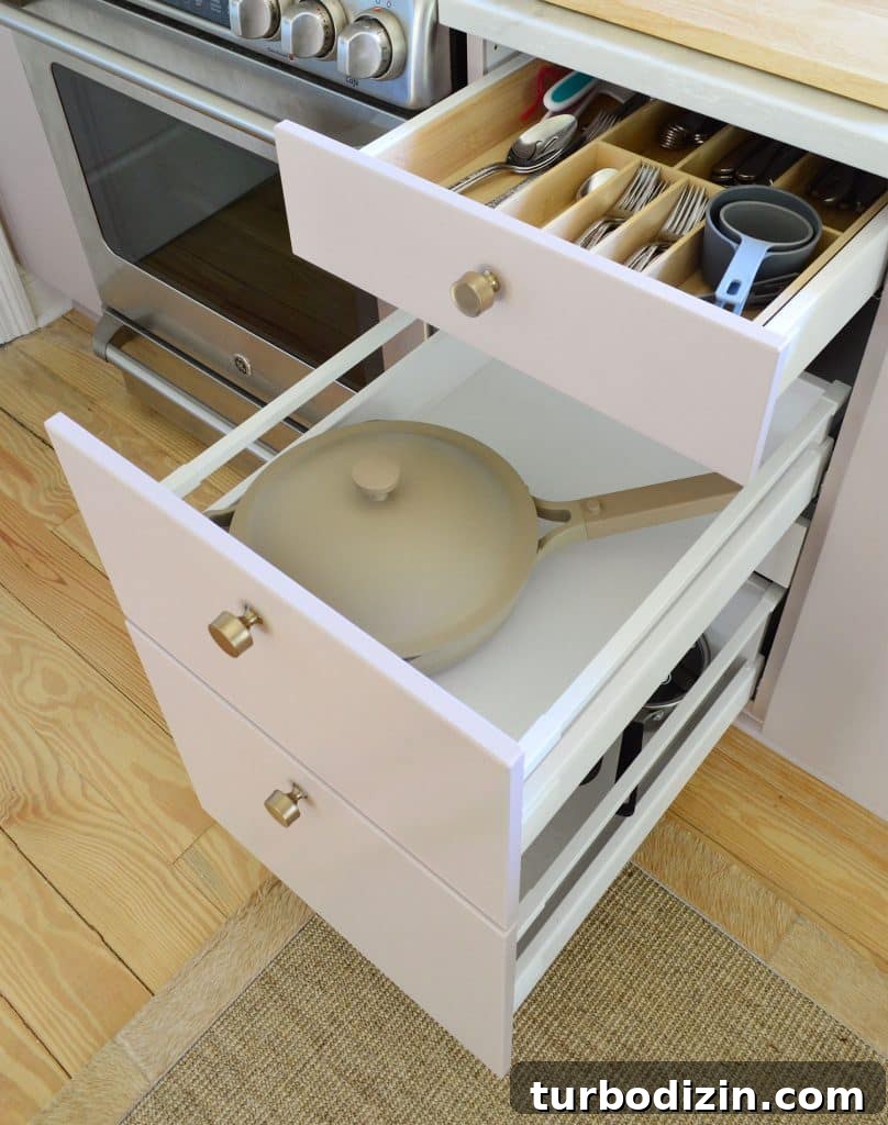 Small Ikea Kitchen Organization Ideas for Tight Spaces 12 3 Drawer Ikea Cabinet With Utensil Drawer And Pans