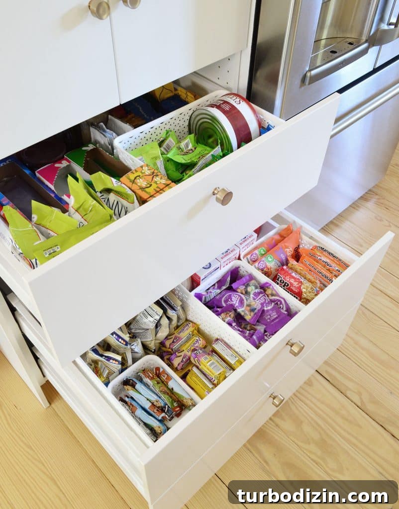 Small Ikea Kitchen Organization Ideas for Tight Spaces 17 Snack Drawers Open In Ikea Pantry Cabinet