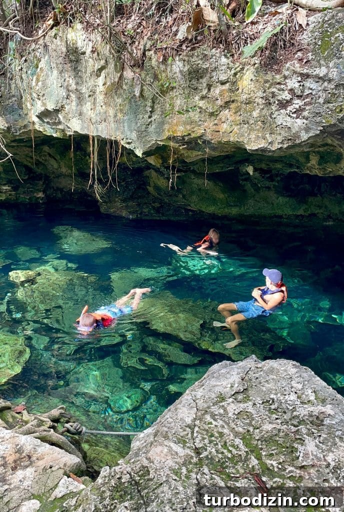 Traveling to Mexico with Kids and a Dog: Family Guide 21 Kids Swimming in Cenote In Yucatan Mexico