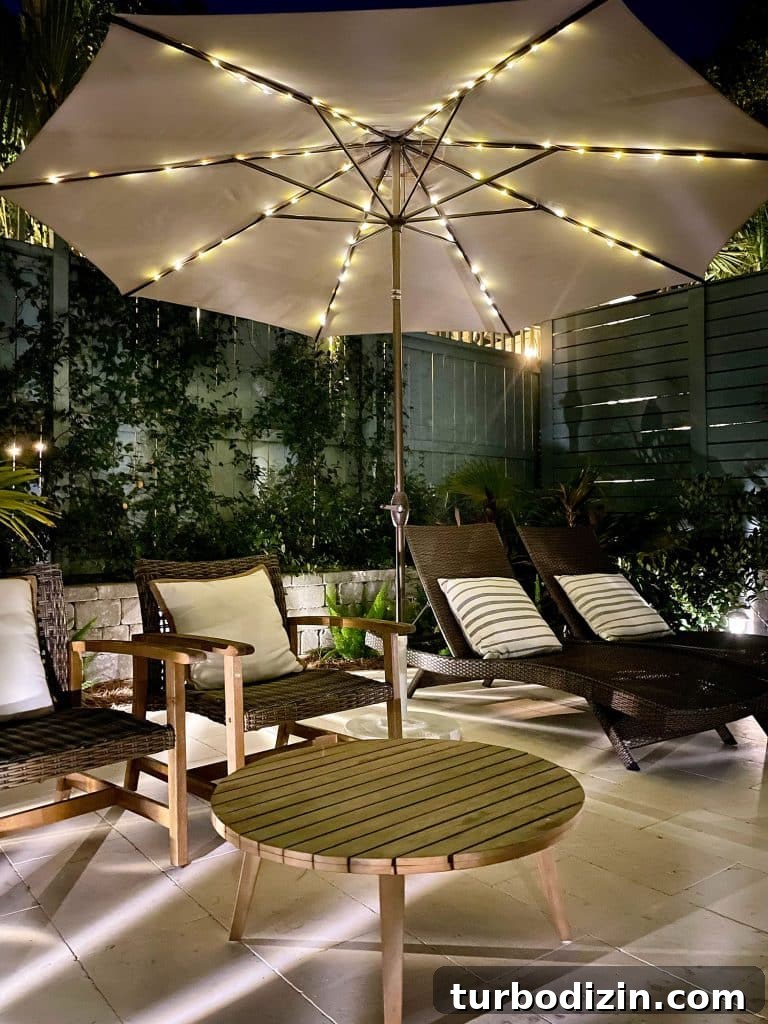 Top-Rated Outdoor Solar Lights for Bright, Reliable Yard Lighting 11 Pool Patio Umbrella Lit Up With Solar LED Lights