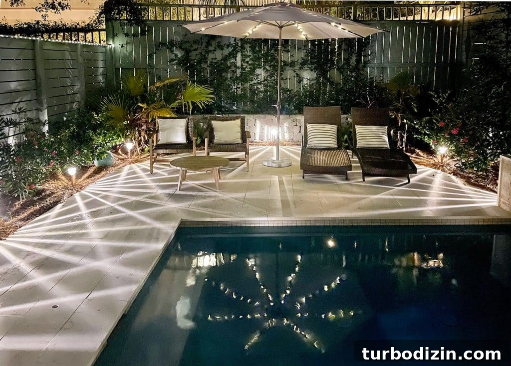 Top-Rated Outdoor Solar Lights for Bright, Reliable Yard Lighting 13 Reflection of LED Solar Lights In Backyard Pool