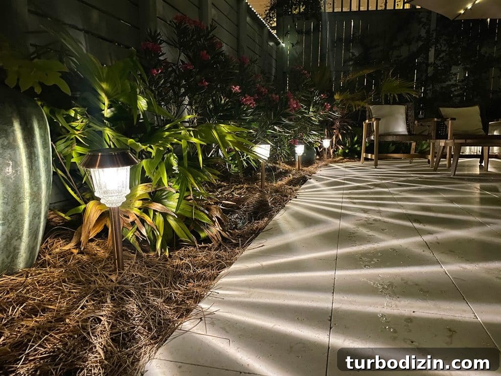 Top-Rated Outdoor Solar Lights for Bright, Reliable Yard Lighting 8 Solar Pathway Lights At Night Casting Cool Light Pattern