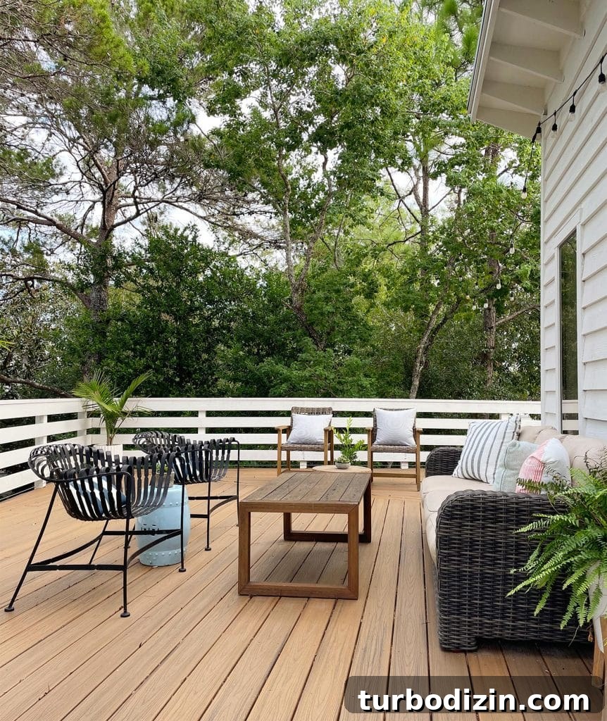 Upstairs Deck With Havanna Gold Trex And Outdoor Sofa