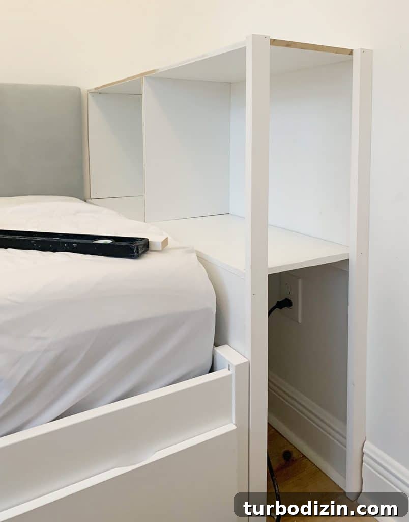 Build a Sturdy Bookshelf: Step-by-Step DIY Guide for Any Room 8 Side posts attached to built-in bookcase in boys bedroom with open shelf facing door