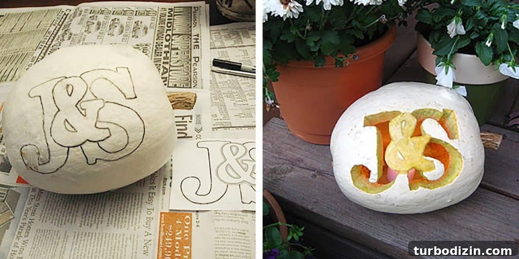 6 Creative Pumpkin Decorating Ideas Kids Will Love 8 Homemade Monogram Stencil For Romantic Pumpkin Carving Idea