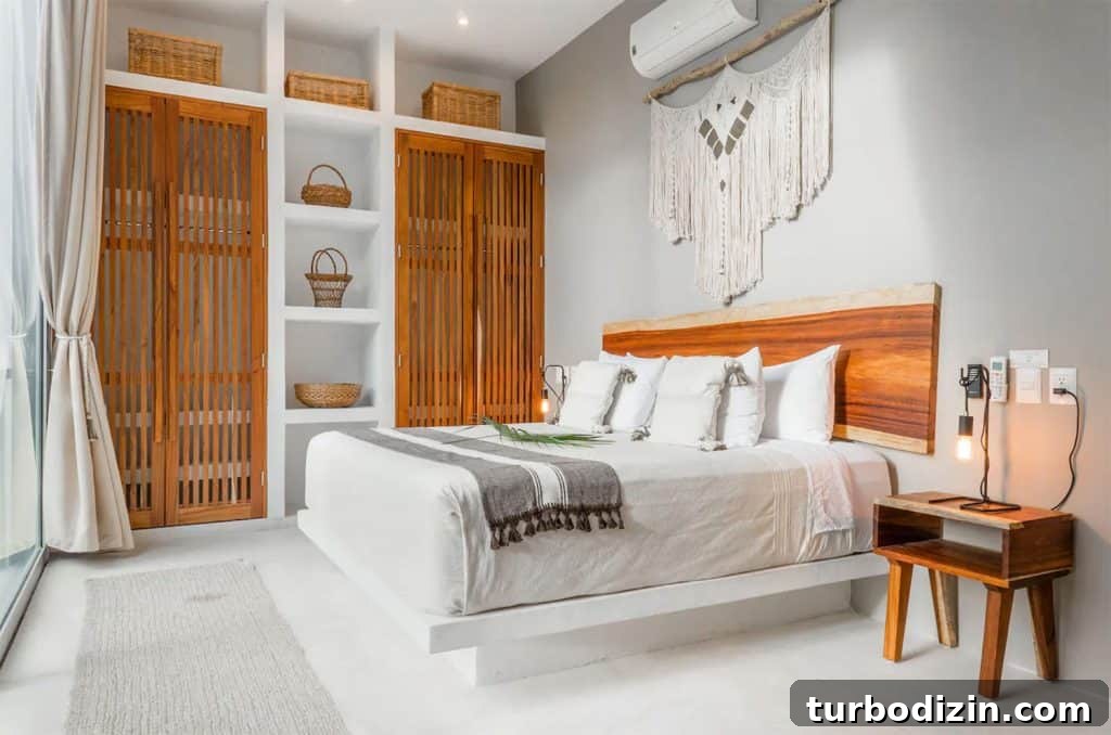 Fit a King Bed Into a Small Bedroom: Space-Saving Layouts & Tips 7 King Size Bed In Tulum Mexico Airbnb With White Wall And Wood Accents