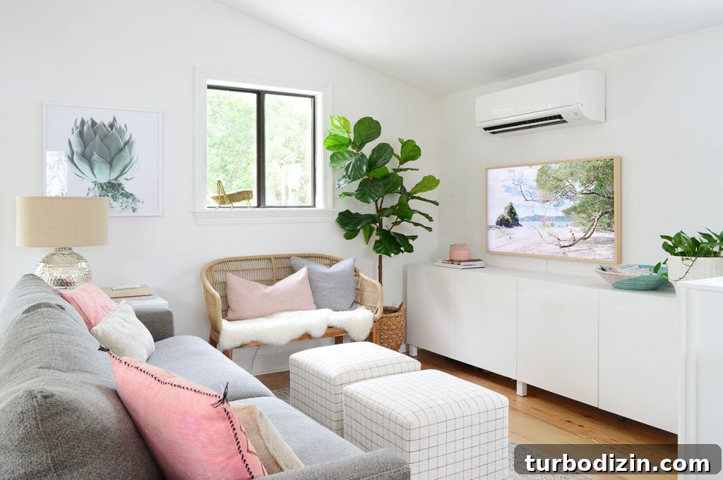 DIY Faux Sheepskin Seat Cushion: Step-by-Step Sewing Guide 3 Living Room With Large White Ikea Besta Cabinet Media Console