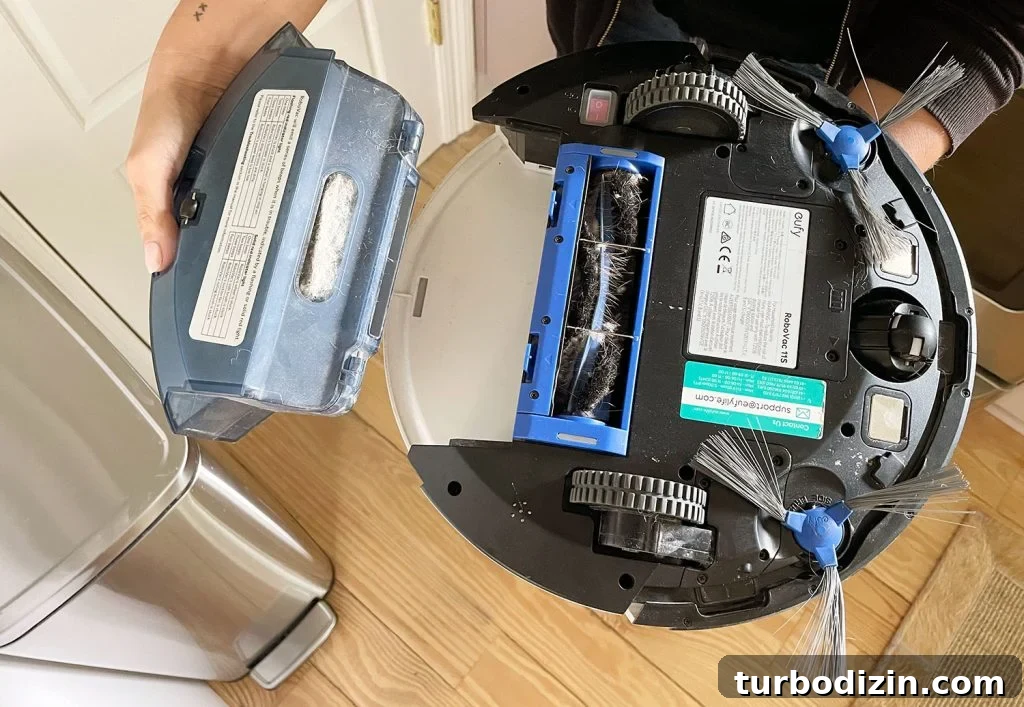 Are Robot Vacuums Worth the Investment? 20 Eufy RoboVac 11S Dust Collection Container Removed For Emptying