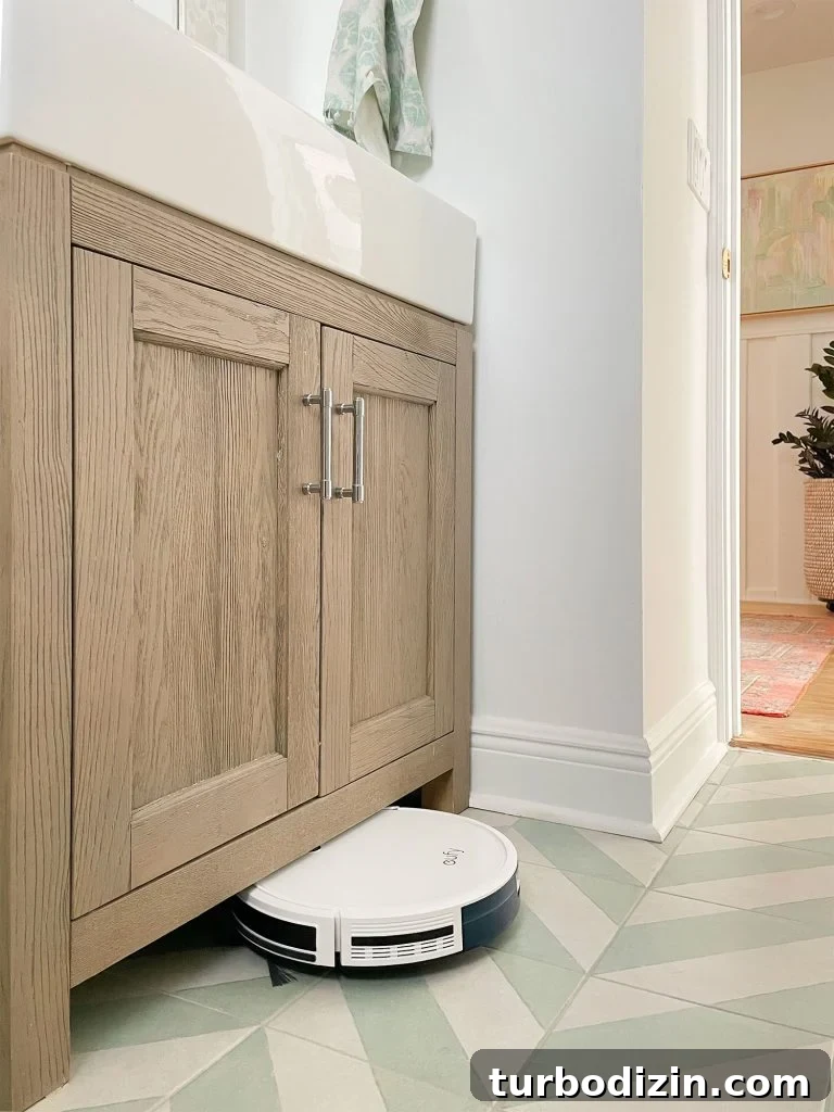 Are Robot Vacuums Worth the Investment? 8 Eufy RoboVac 11S Slim Model Fitting Under Low Bathroom Vanity