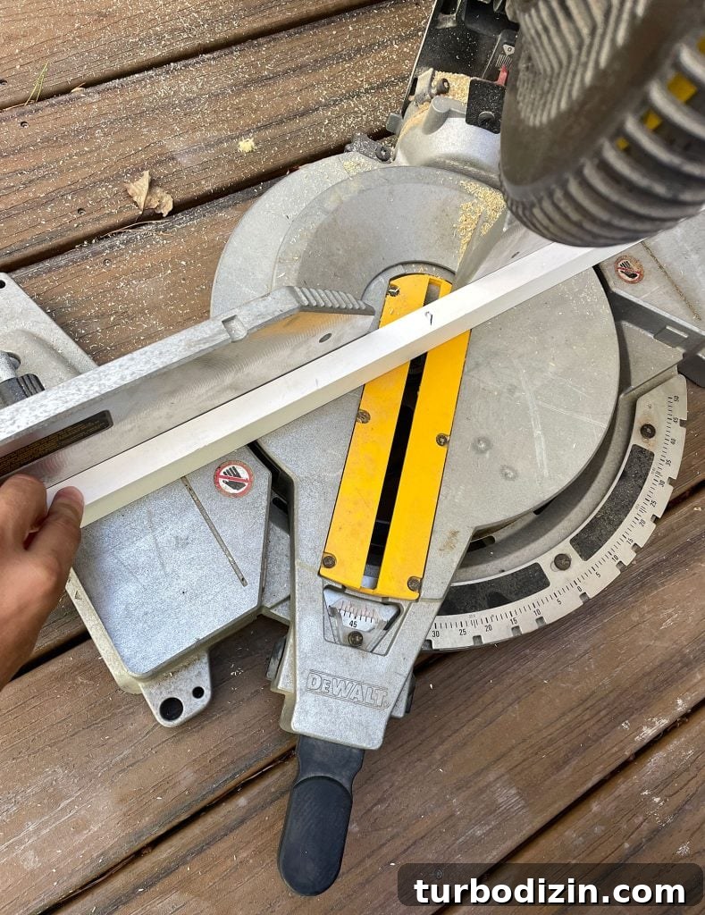 Make an Ikea PAX Wardrobe Look Like a Built-In Closet 11 Cutting Trim At An Angle Using A Miter Saw