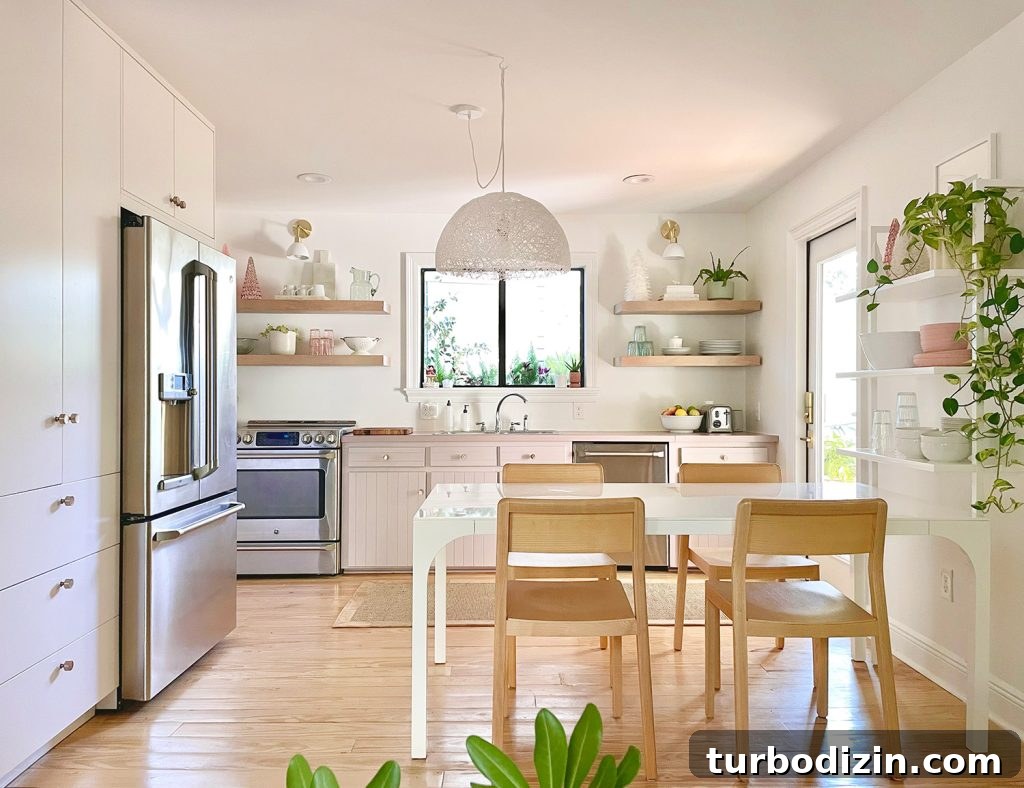 17 Creative DIY Shelf Ideas to Upgrade Any Room 7 Small Kitchen With White And Mauve Cabinets With Plants
