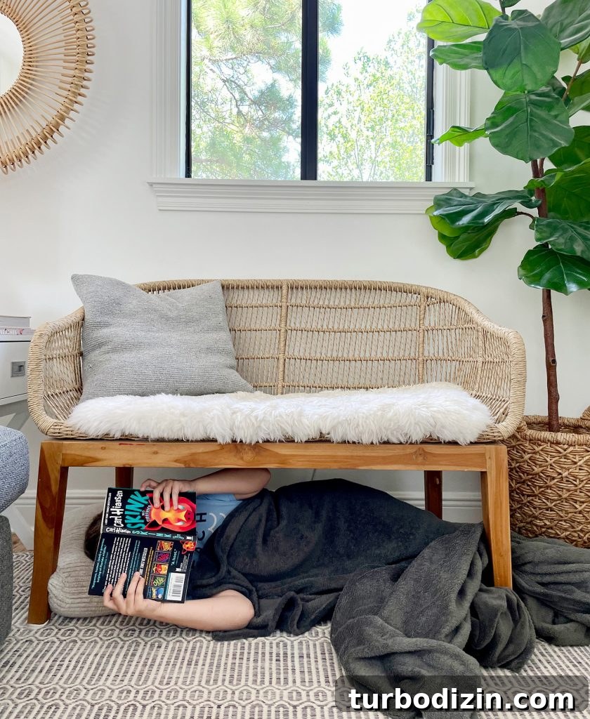 Printable Summer Reading Pack: Free Worksheets & Book Logs 5 Kid Reading Under A Bench In Living Room With Blanket