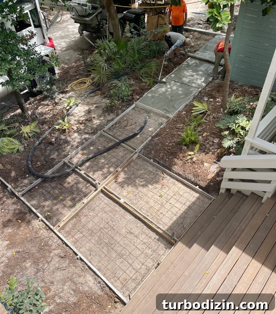Concrete Being Poured In Front Walkway
