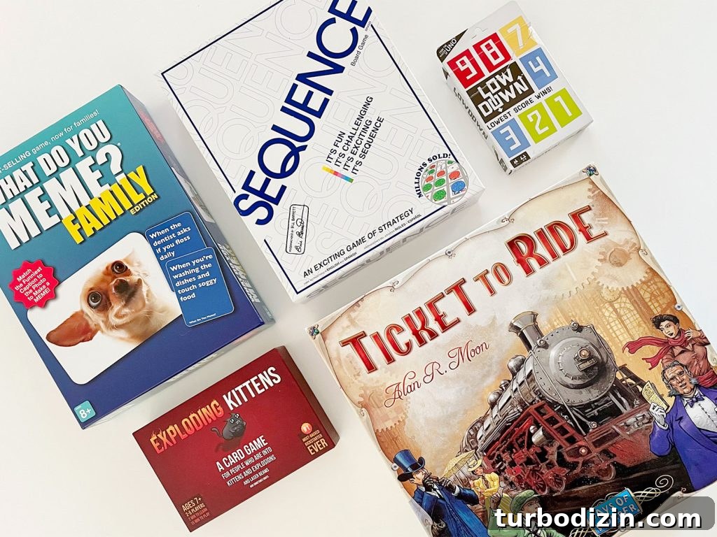 Top Family Board Games for Fun Nights With Kids 4 Best Family Board Games What Do You Meme Family Sequence Exploding Kittens Ticket To Ride Low Down