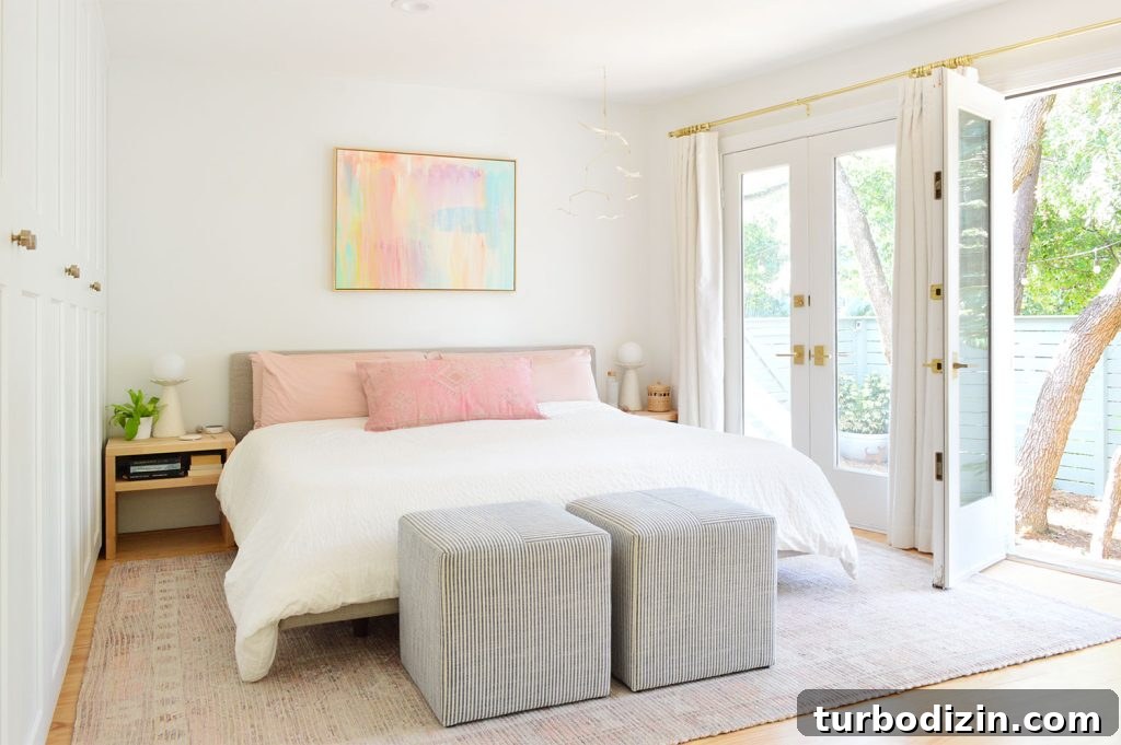 King Size Tessu Article Bed With Open French Door To Garden