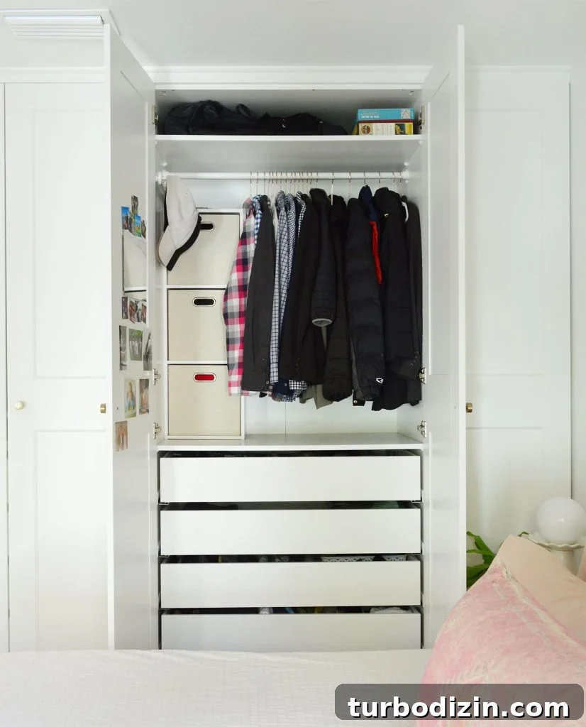 How We Optimized Our IKEA PAX Closet System for Storage 12 Open Ikea Pax Closet Wardrobe With Mens Clothing