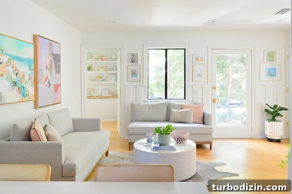 Kitchen Sitting Area With Two Gray Pottery Barn Loveseats