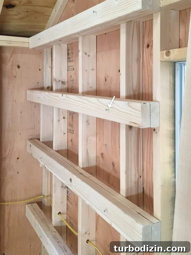 DIY Garage Shelving: Step-by-Step Guide to Build Sturdy Shelves 7 temporary screws into horizontal shelf supports for garage shelving