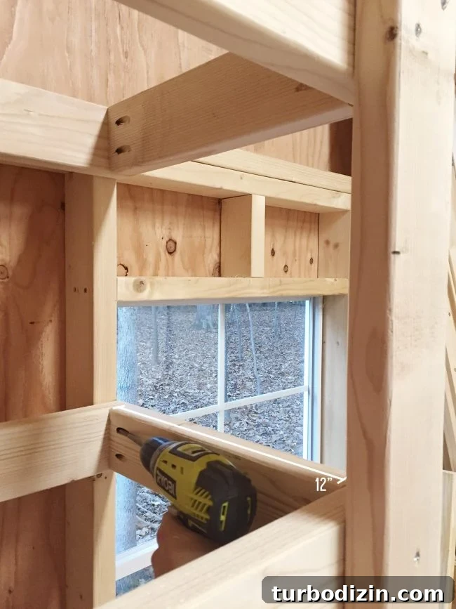 DIY Garage Shelving: Step-by-Step Guide to Build Sturdy Shelves 10 screwing side pieces into wood garage shelving