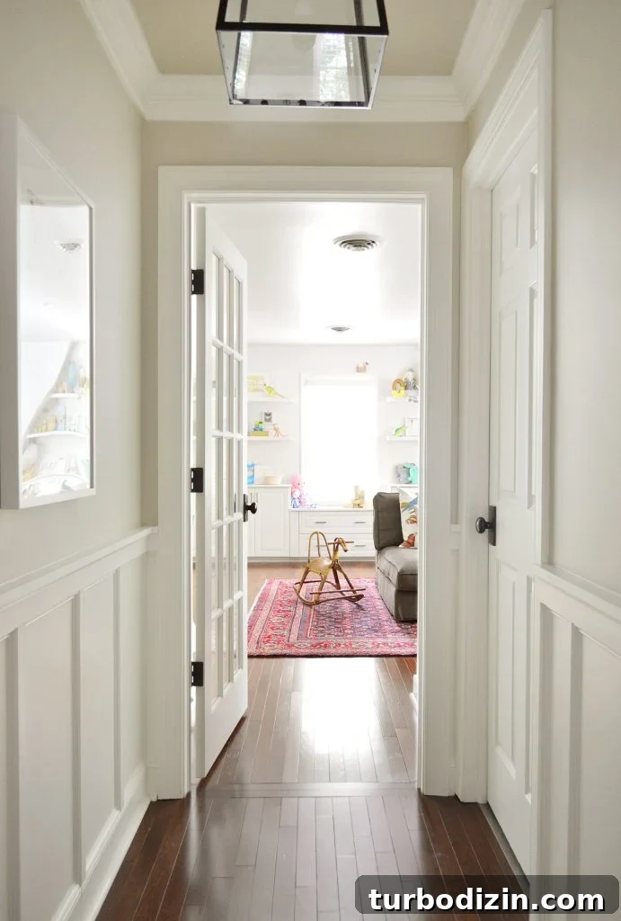Benjamin Moore Edgecomb Gray: A Timeless Greige for Any Room 4 Hallway Leading To Playroom With Edgecomb Gray Walls