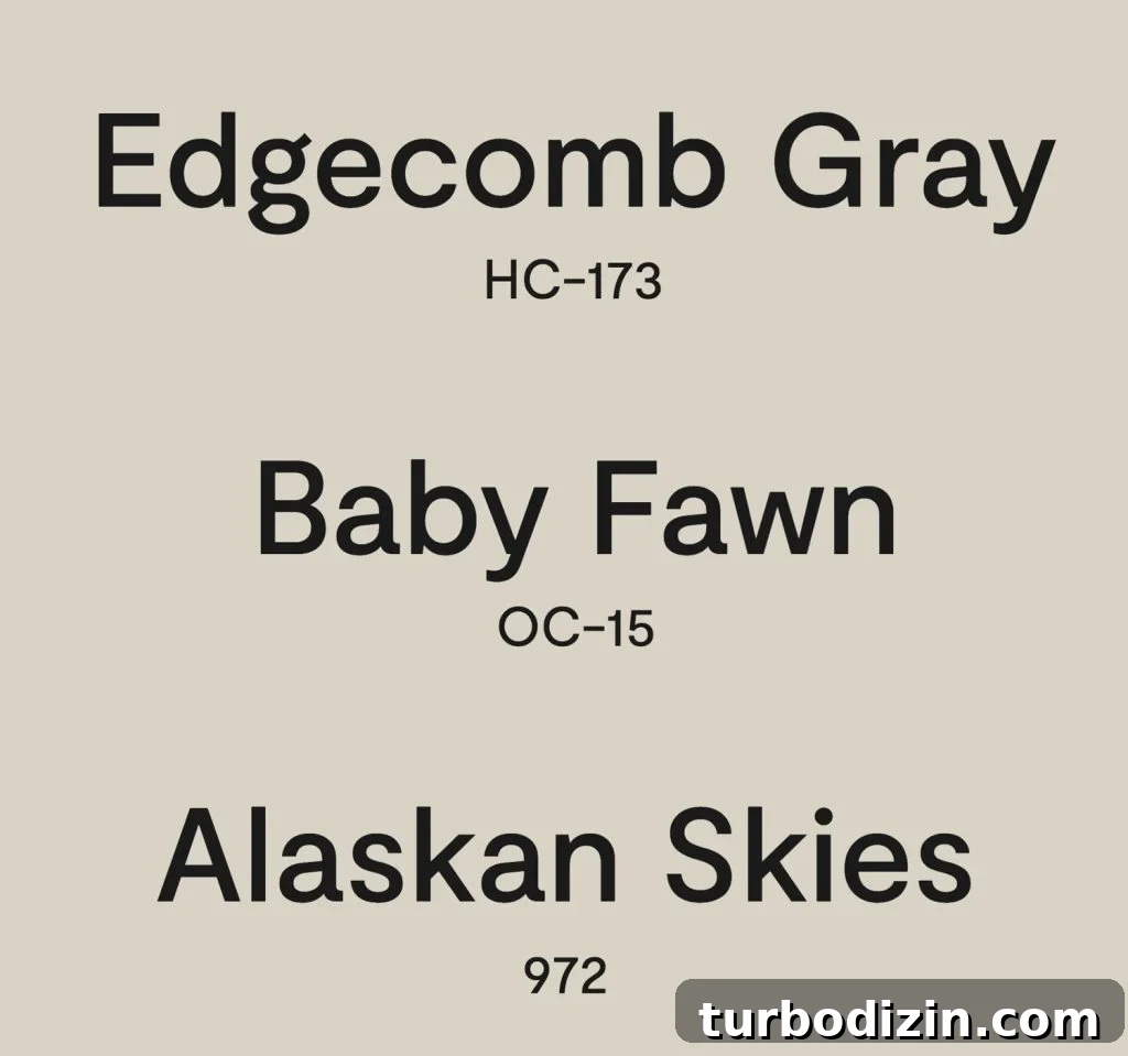 Benjamin Moore Edgecomb Gray: A Timeless Greige for Any Room 9 Alternate Names for Benjamin Moore Edgecomb Gray Baby Fawn Alaskan Skies