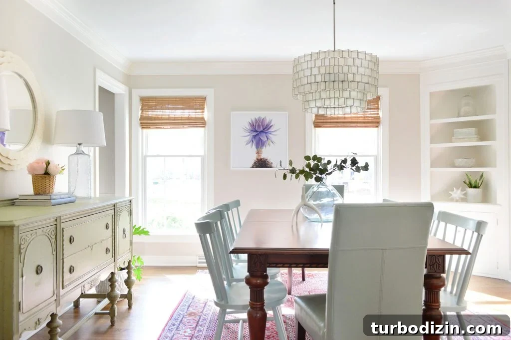 Benjamin Moore Edgecomb Gray: A Timeless Greige for Any Room 10 Dining Room With Capiz Light And Edgecomb Gray Walls