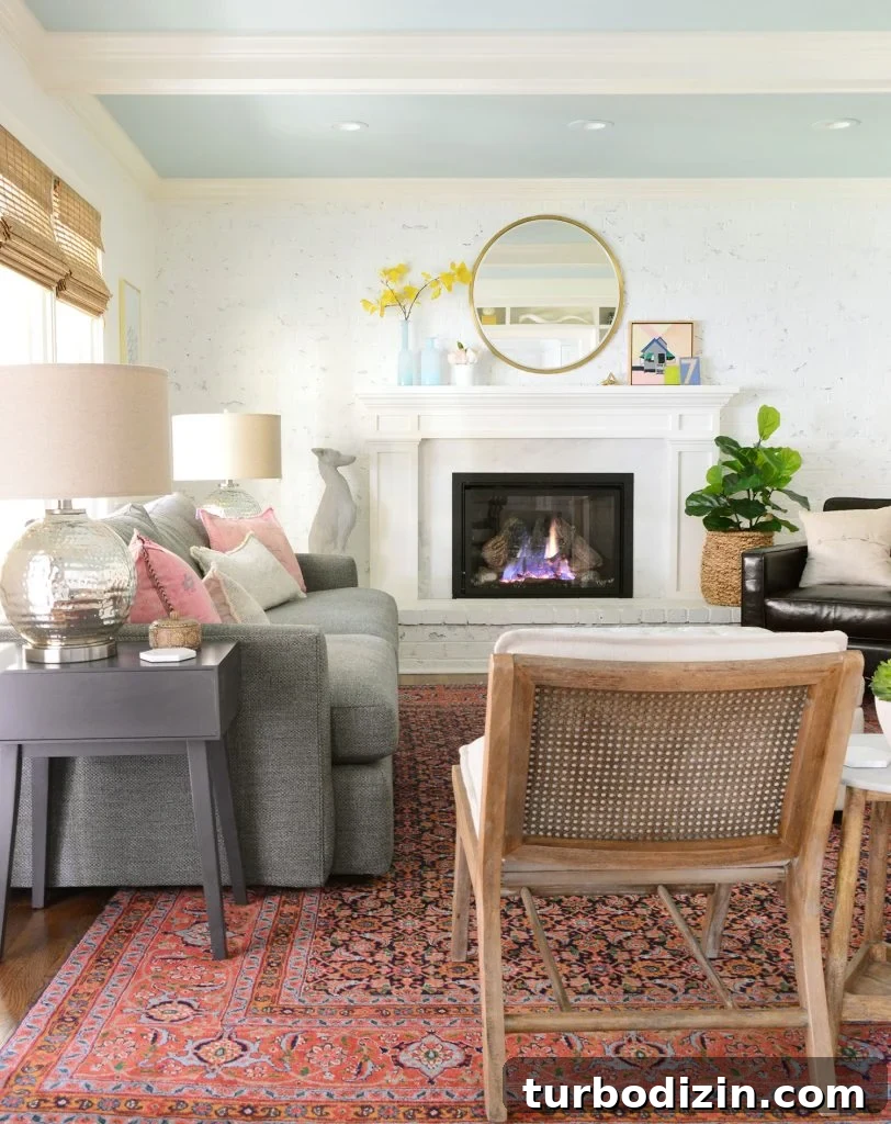 Benjamin Moore Simply White OC-117: In-Depth Color Review 6 Modern Traditional Living Room With Beams Painted Benjamin Moore Simply White