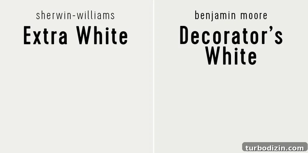 Sherwin Williams Extra White vs Benjamin Moore Decorators White