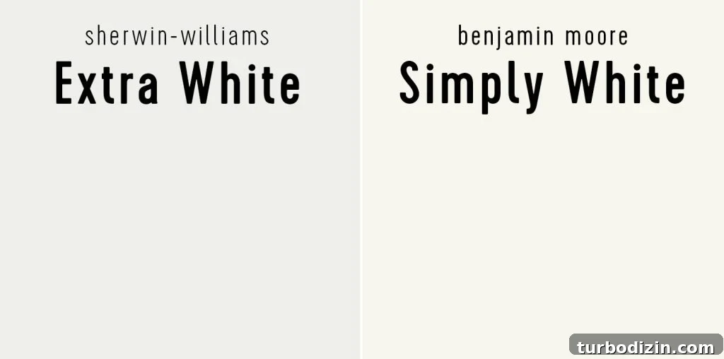 Sherwin Williams Extra White vs Benjamin Moore Simply White