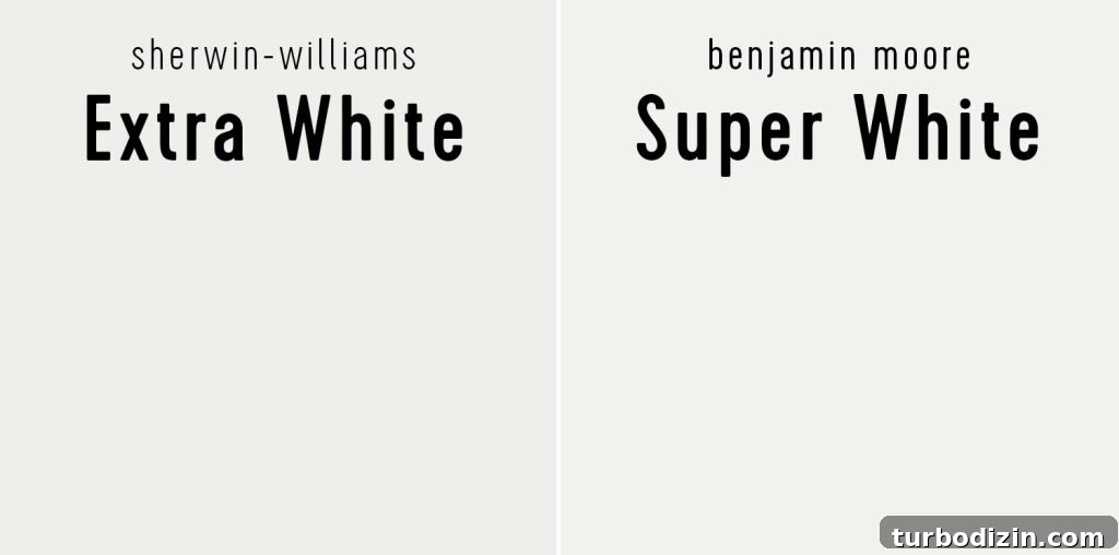 Sherwin Williams Extra White vs Benjamin Moore Super White