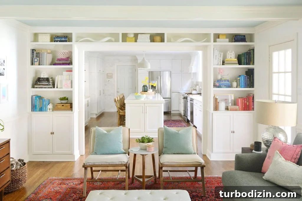 12 Expert-Recommended White Paint Colors for Every Room 14 Built-In Bookshelf Around Doorway Painted Benjamin Moore Simply White