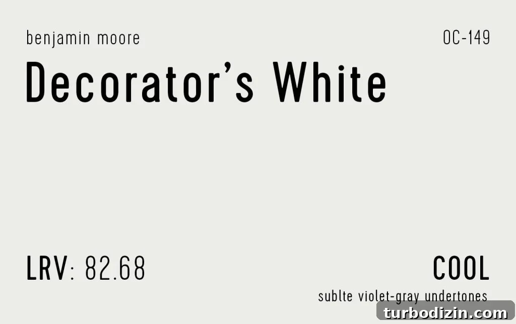 12 Expert-Recommended White Paint Colors for Every Room 16 Benjamin Decorators White Swatch With Paint Info LRV Undertone