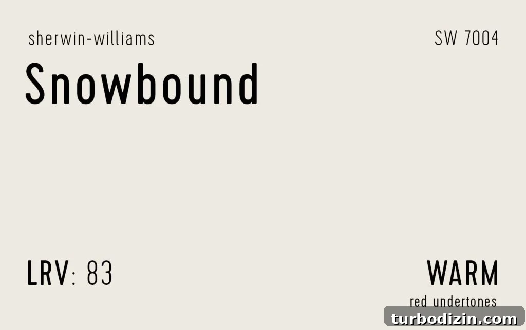 12 Expert-Recommended White Paint Colors for Every Room 26 Sherwin Williams Snowbound Swatch With Paint Info LRV Undertone