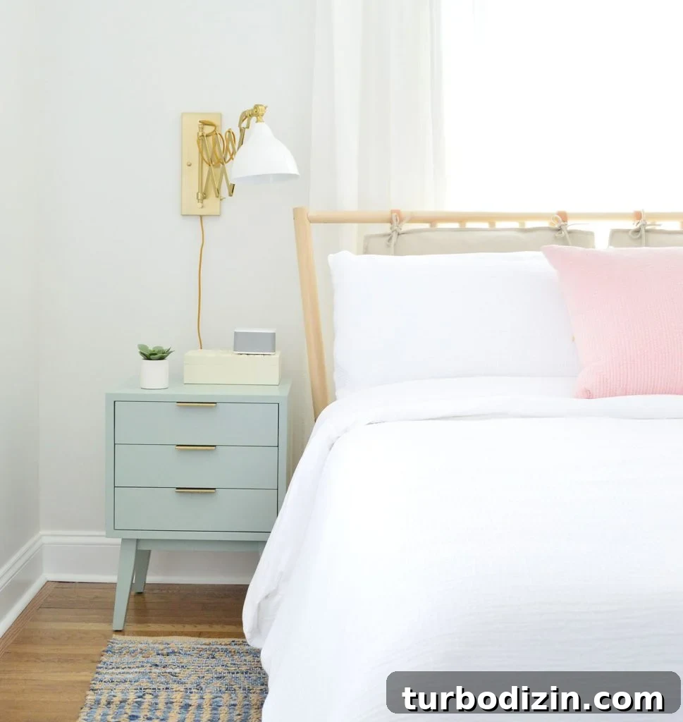 12 Expert-Recommended White Paint Colors for Every Room 8 Ikea Wood Bed With Mint Color Nighstand In Beachy Bedroom