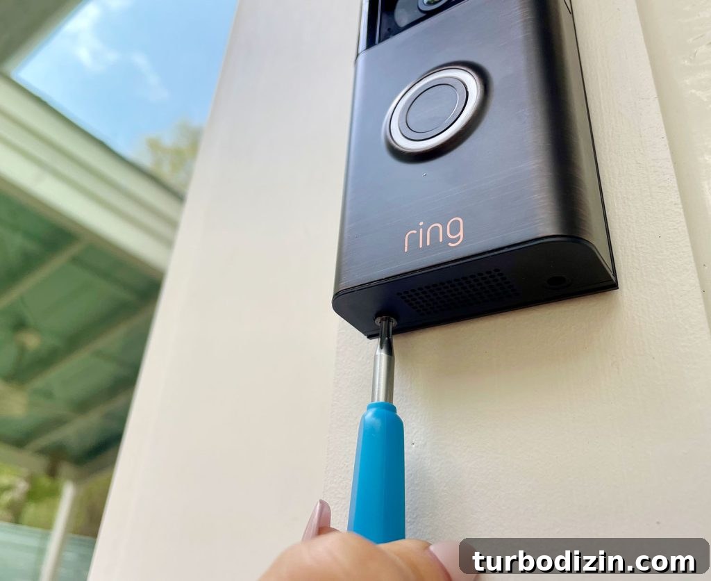 Install Your Ring Doorbell in 5 Simple Steps 12 Screwing Ring Doorbell Into Mount With Security Screws