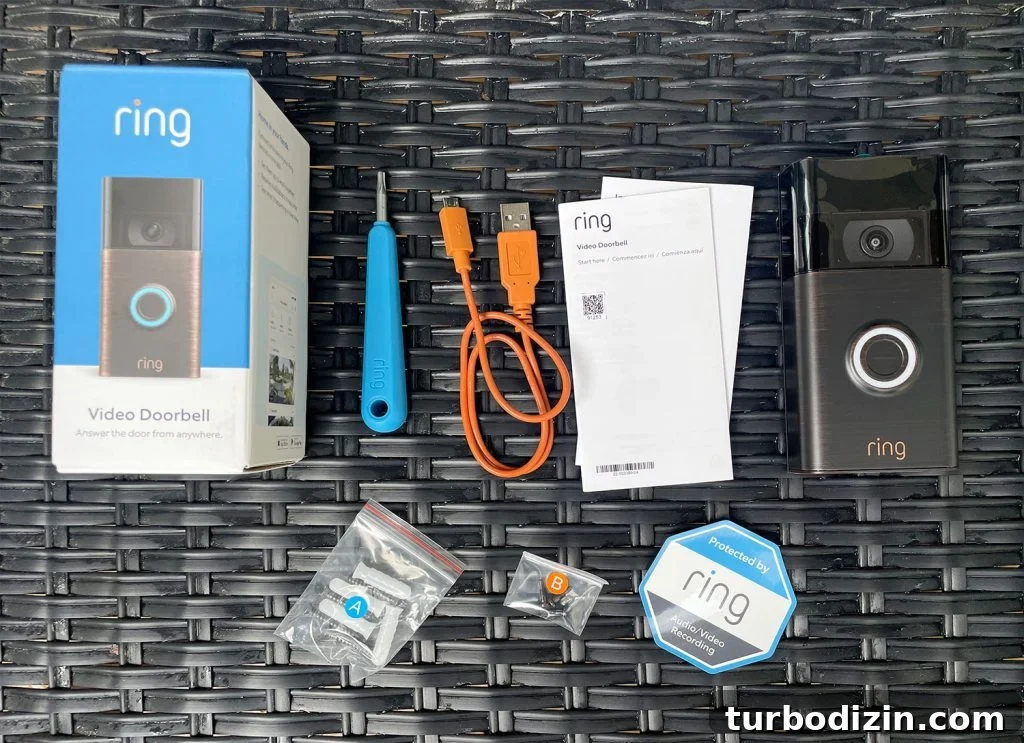 Install Your Ring Doorbell in 5 Simple Steps 3 Ring Video Doorbell Box Contents Including Screwdriver Charging Cord Screws