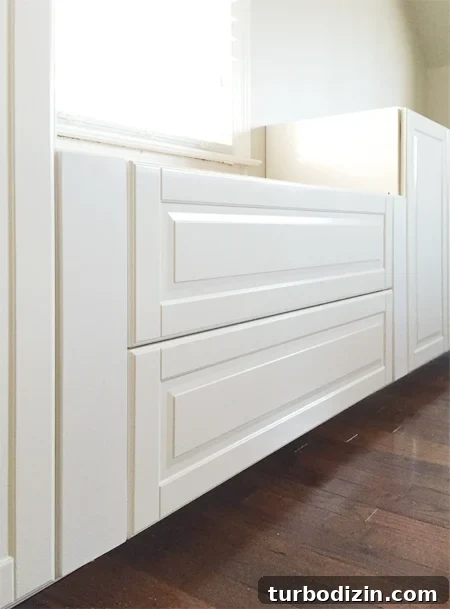 Built-In Cabinet Guide: Design, Installation, and Tips 10 Filler panels added to Ikea Bodbyn Sektion cabinet drawers bases
