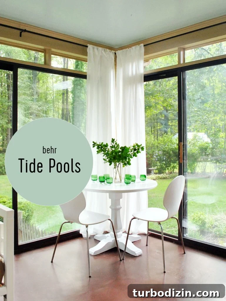 Top 12 Haint Blue Paint Colors for Southern Porches 11 Sunroom With Haint Blue Ceiling Behr Tide Pools