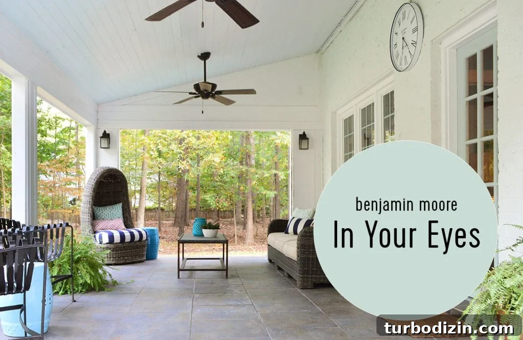 Top 12 Haint Blue Paint Colors for Southern Porches 8 Haint Blue Ceiling In Covered Porch Benjamin Moore In your Eyes