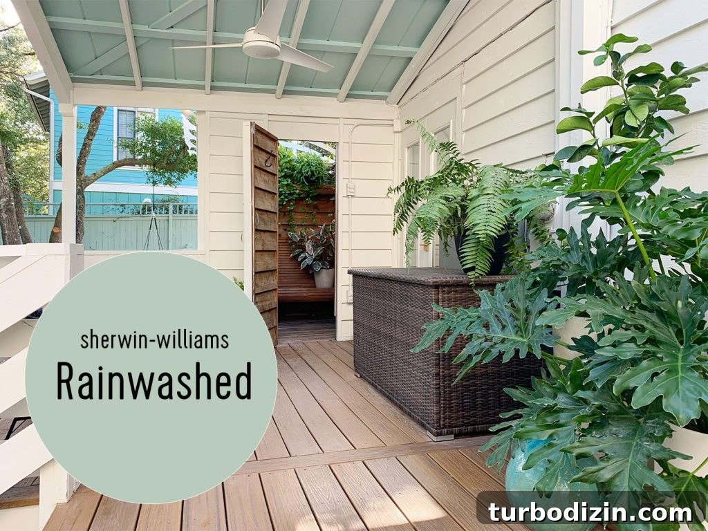 Top 12 Haint Blue Paint Colors for Southern Porches 10 Haint Blue Ceiling On Covered Porch Sherwin Williams Rainwashed