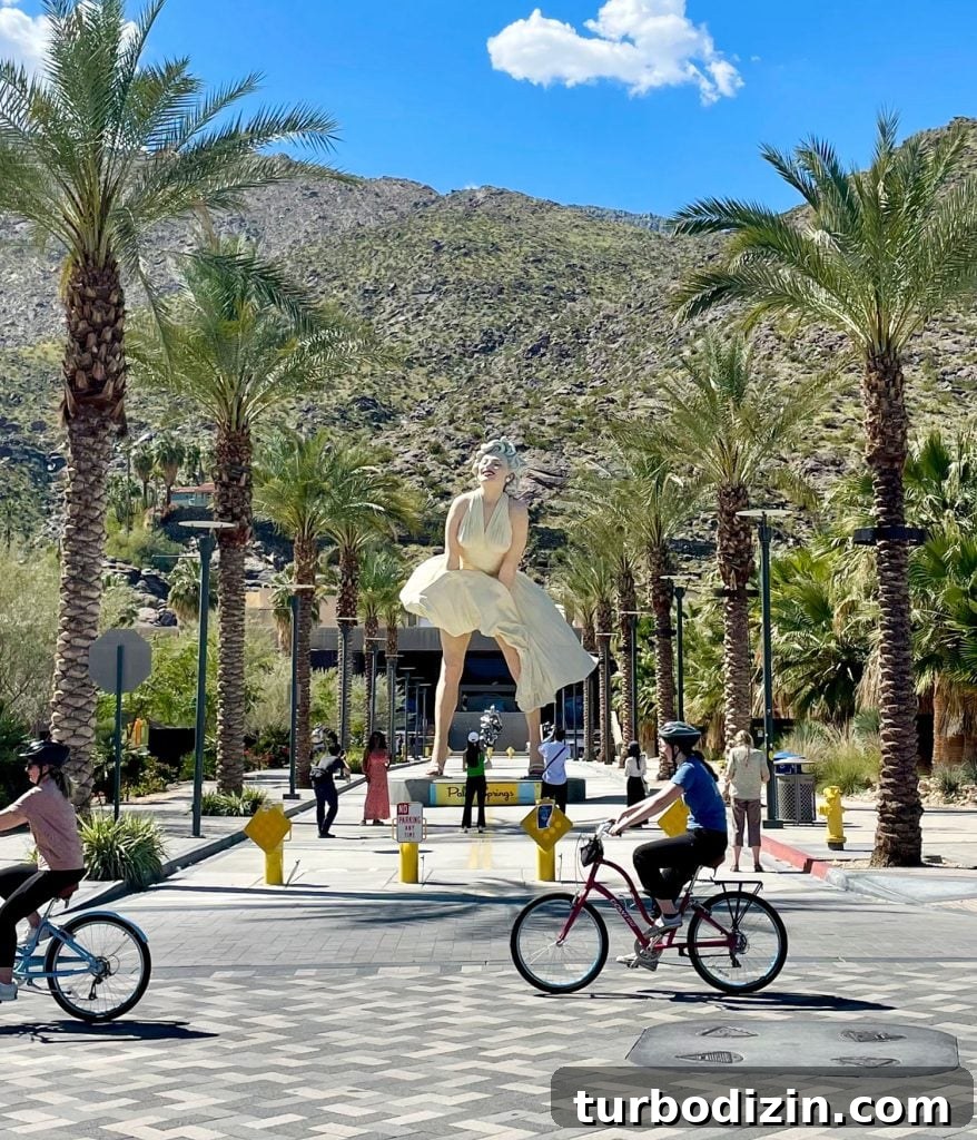 Family Weekend Guide to Palm Springs With Kids 14 Marilyn Monroe Statue At Palm Springs Art Museum With Bikes In Foreground