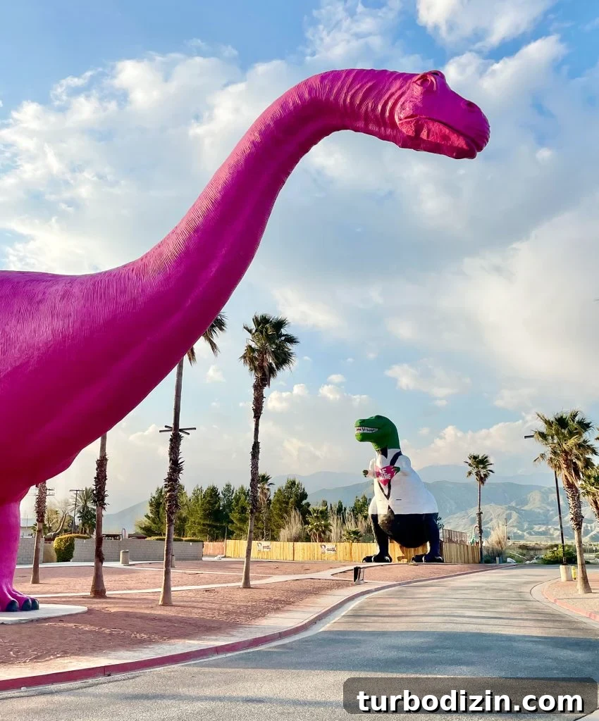Family Weekend Guide to Palm Springs With Kids 9 Cabazon Dinosaurs Painted For Valentine's Day