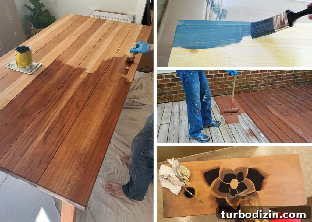 Collage Of DIY Project Using Wood Stain