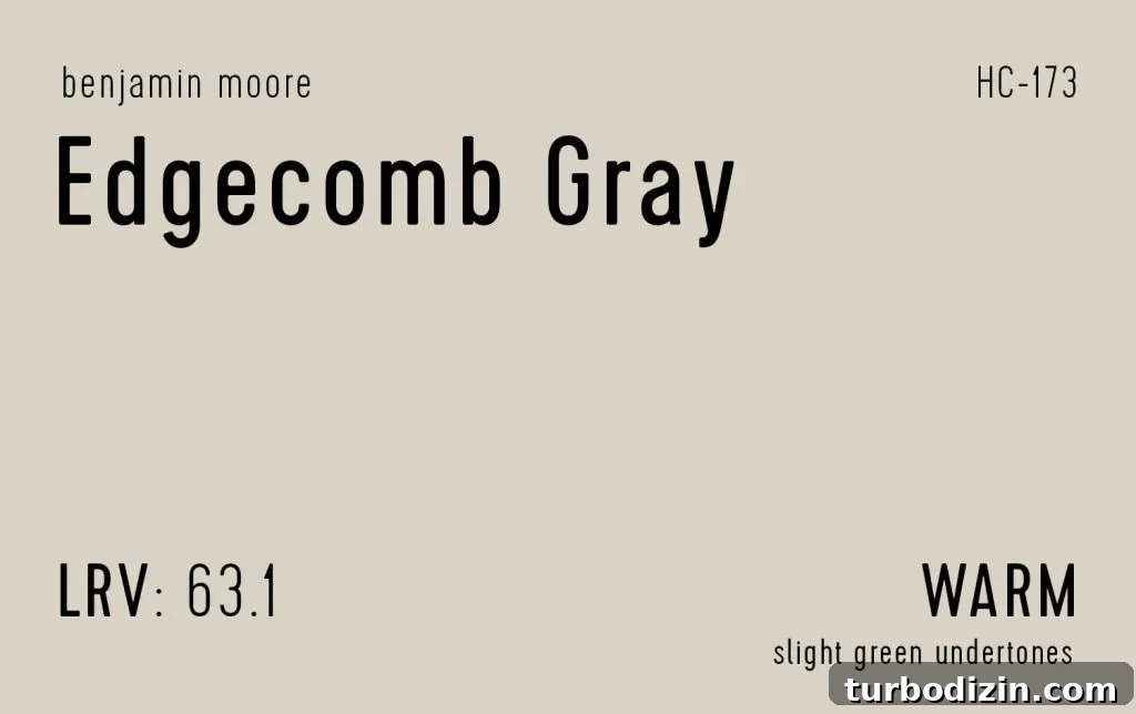 9 Expert-Recommended Greige Paint Colors You’ll Love 16 Benjamin Moore Edgecomb Gray Information Swatch