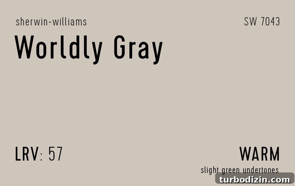 9 Expert-Recommended Greige Paint Colors You’ll Love 17 Sherwin-Williams Worldly Gray Information Swatch